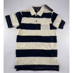 Tailor Vintage Polo Shirt Kids Size 12 Blue Cream Short Sleeve Dressy Cotton New